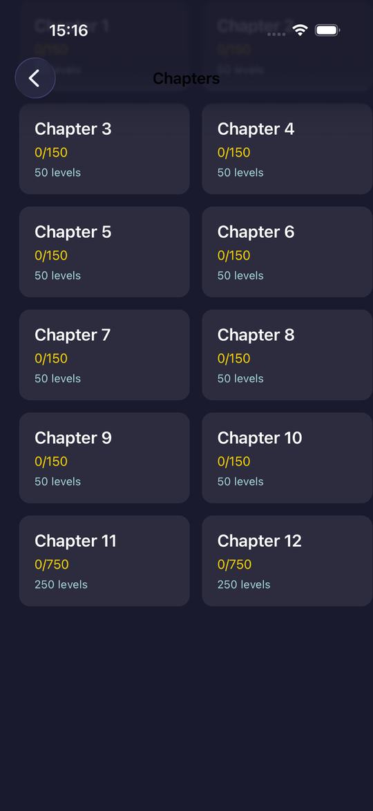 BlockBuster level grid — picking a level inside a chapter