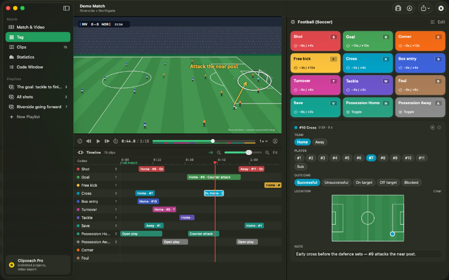 Timeline view with active filters and label colours