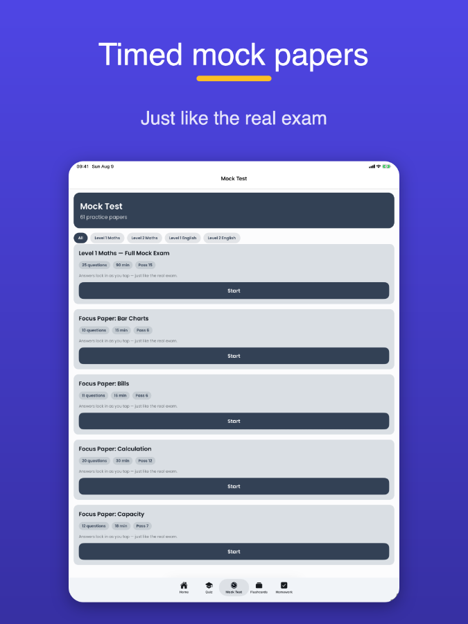 Flashcards for key facts and formulas