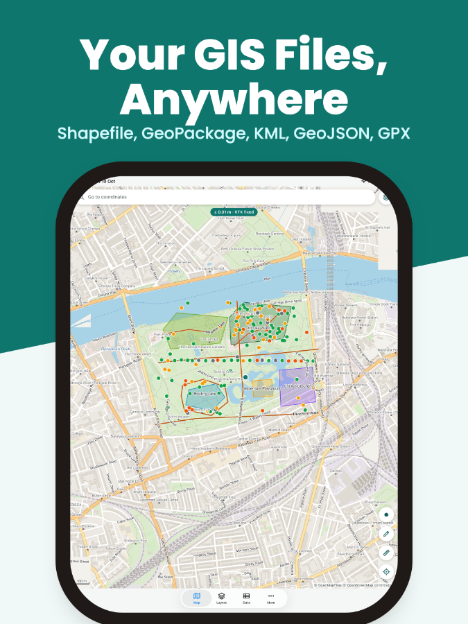 View GIS layers on an offline base map.