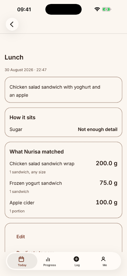 Each nutrient sits on a range; one word tells you where it lands