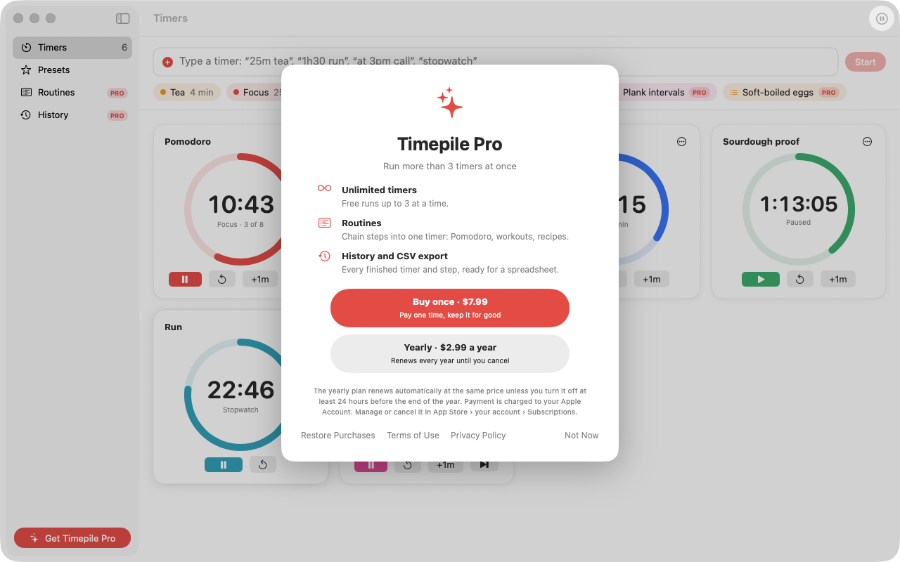 See your timers together in one window
